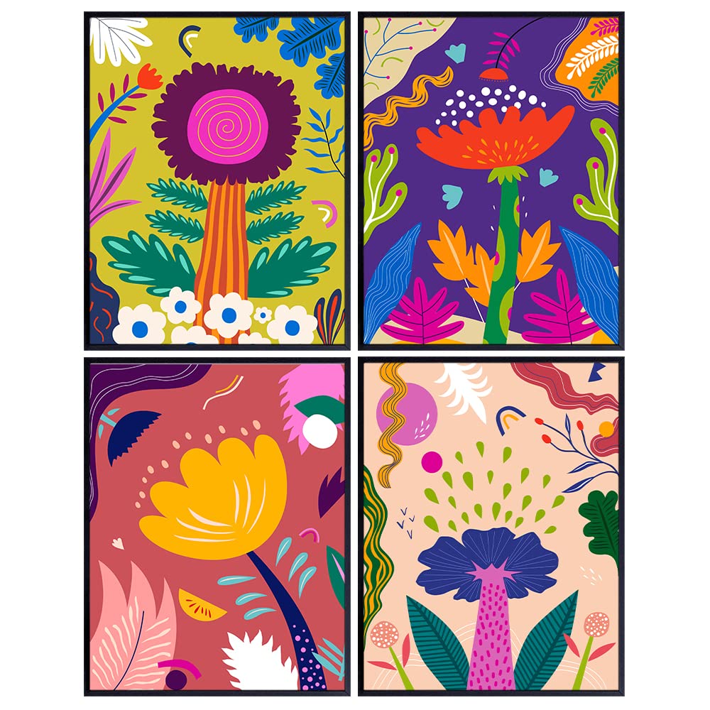 Minimalist Abstract Wall Art &amp; Decor - Mid Century Modern Wall Art - Aesthetic Room Decor - Gallery Wall Art - Museum Poster - Flower Market Sign - Contemporary Art Pictures Set - Matisse Style Print
