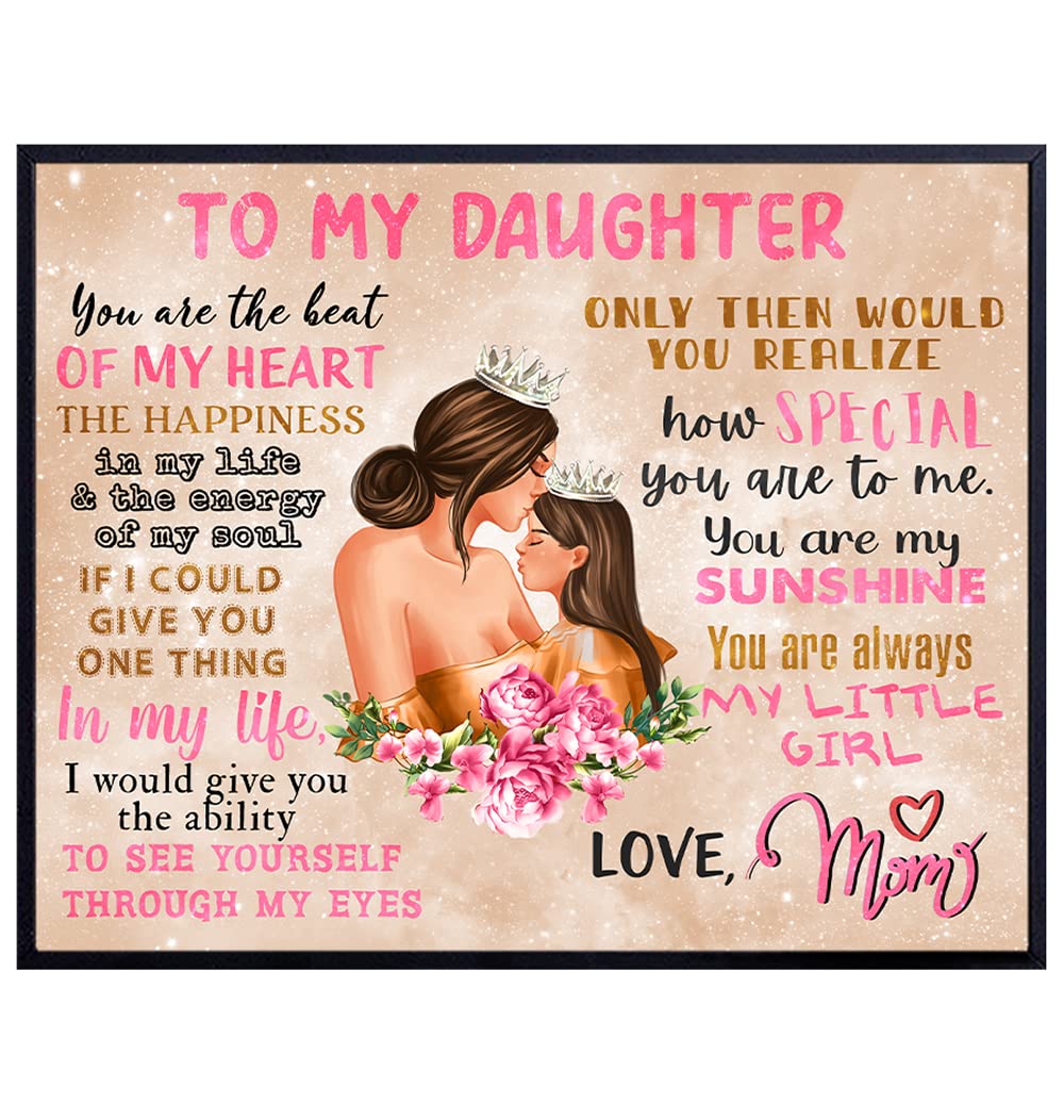 Mother Daughter Wall Art &amp; Decor - Baby shower Gift - Nursery Wall Art - Pink Little Girl Room Girls Bedroom Wall Art decoration - To My Daughter Poster - Toddler Room Decor - Yellowbird Art &amp; Design