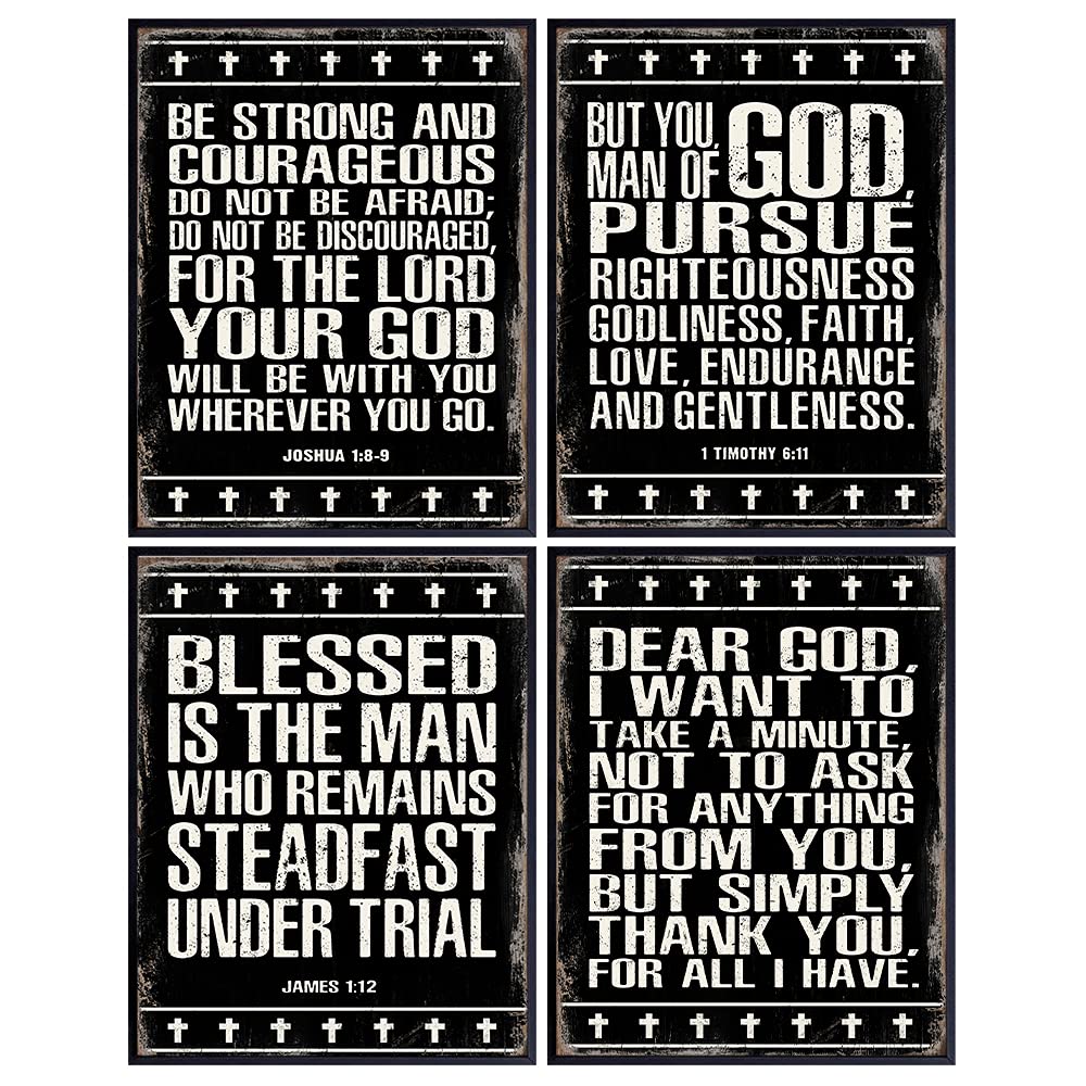 Religious Gifts for Men - Christian Gifts for Men - Catholic Gifts for Men - Inspirational Motivational Sign - Be Strong and Courageous - Scripture Wall Art - Bible Verses Wall Decor - Bible Quotes
