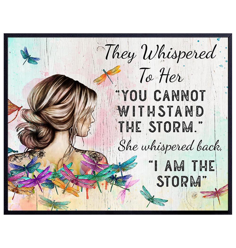 Boho-chic Girls Wall Decor 11x14 - Inspiration Quotes Poster for Women - positive Affirmations, Motivational Gifts - Hippie Dragonfly Wall Art - Women&