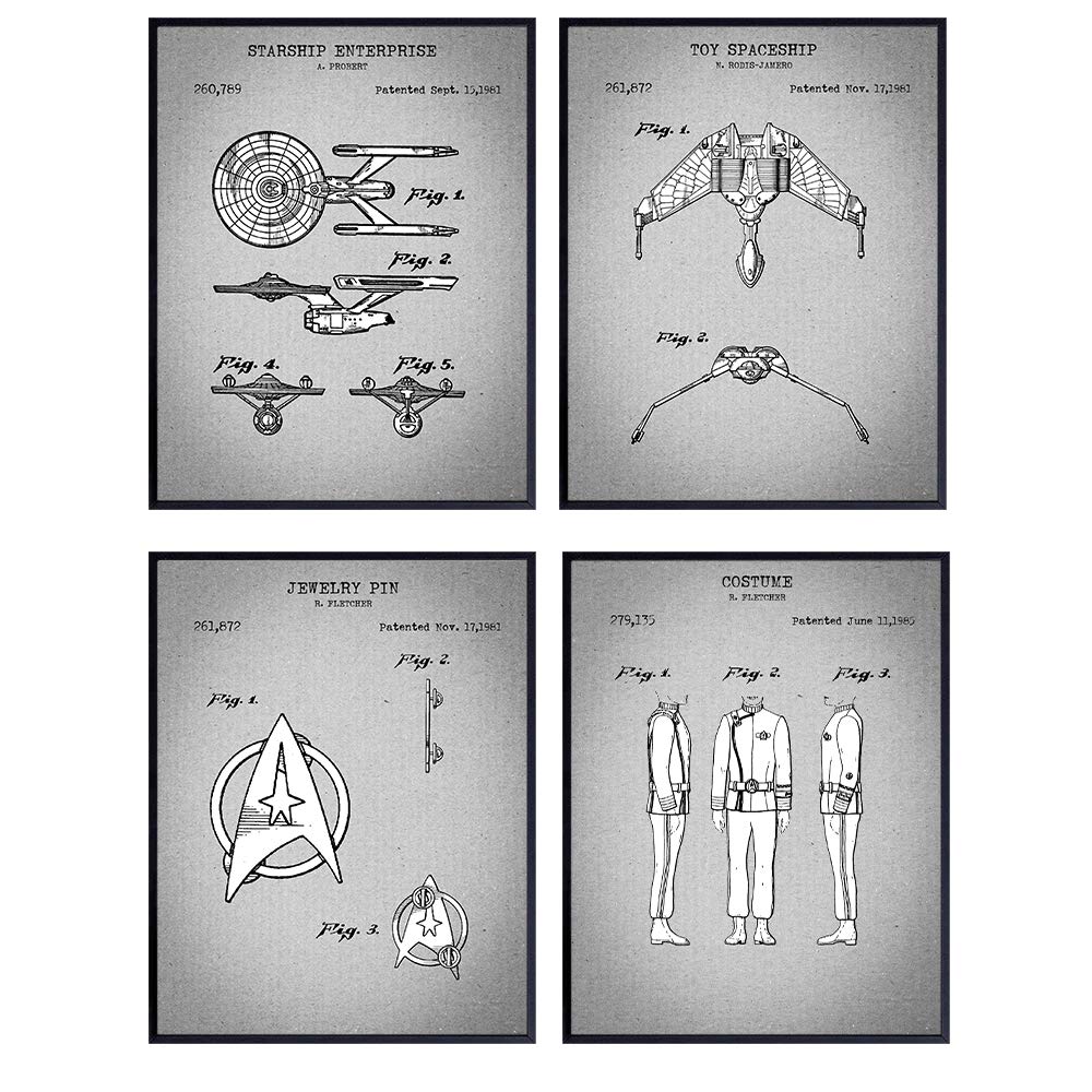 Original Space Poster, Patent Prints of Enterprise, Costume - 8x10 UNFRAMED Wall Art Decor, Decorations - Gift for Voyager Next Generation Movies Fans