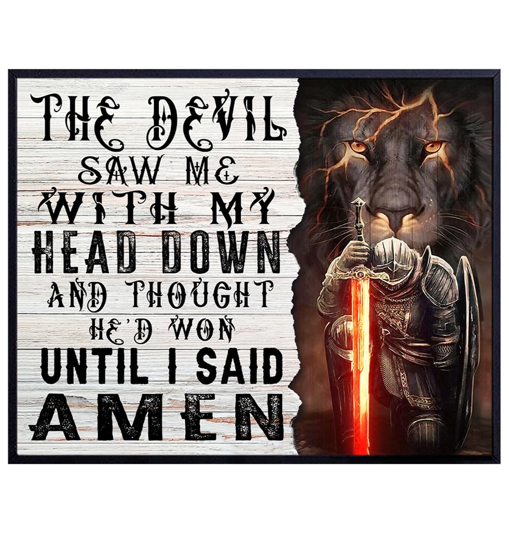 Inspirational Wall Decor for Men - Masculine Wall Art, Christian Wall Decor - positive Quotes Wall Decor - Rustic Farmhouse Motivational Wall Decor - Christianity Man cave Decor - Religious Wall Decor