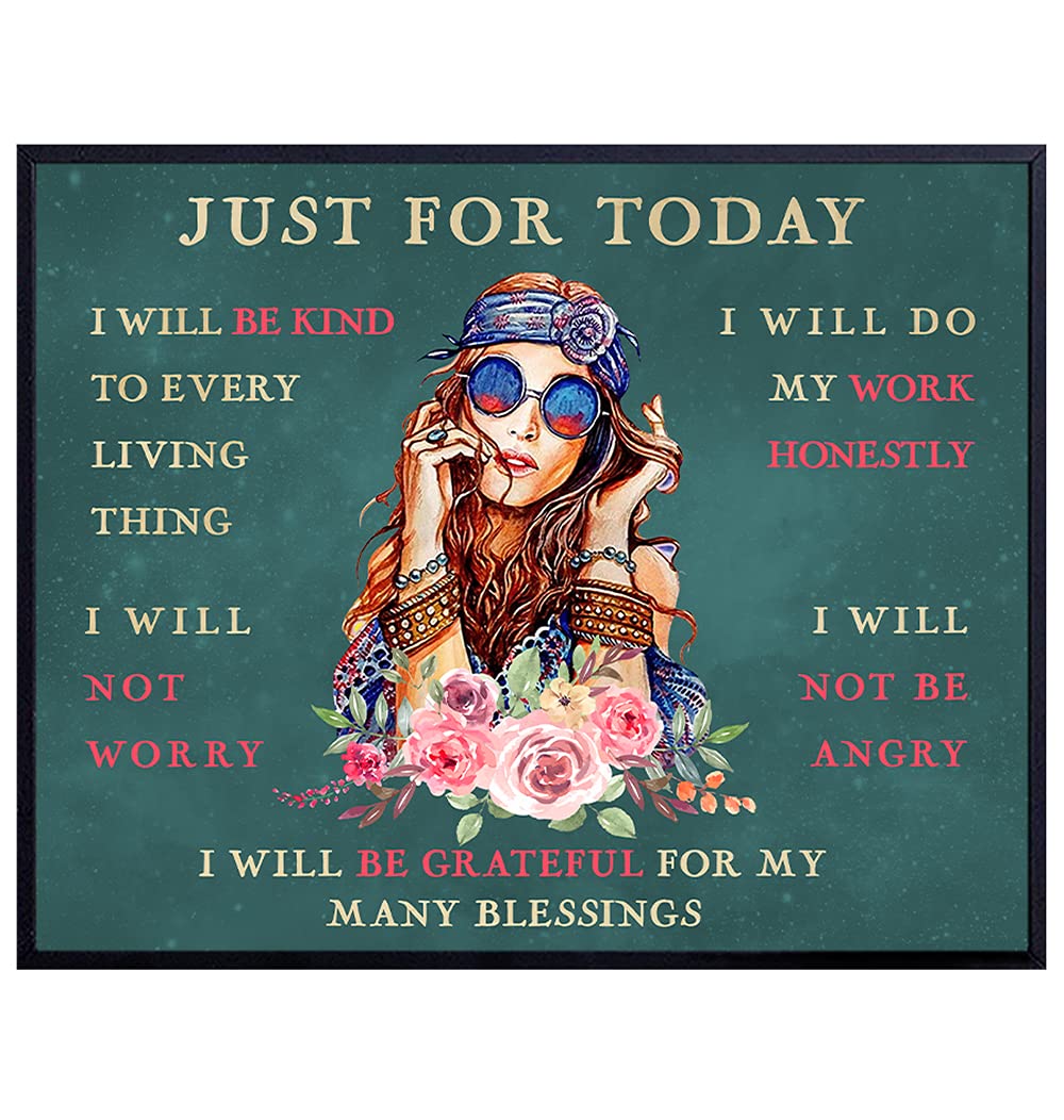 Inspirational Boho Wall Art &amp; Decor - I Am Motivational Posters 8x10 - Positive Affirmations - Encouragement Gifts for Women - Uplifting Gifts for Women - Hippie Yoga Wall Art - Empowered Women
