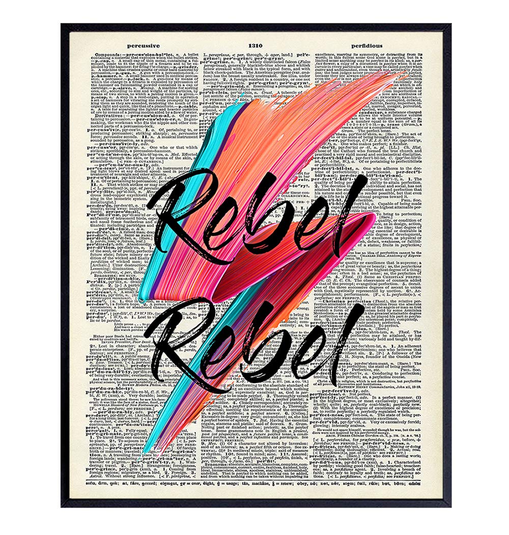 David Bowie Ziggy Stardust Poster - 8x10 Dictionary Photo Wall Art Decor - Cool Unique Gift for 80s Music, Punk Rock Fan, Musician - UNFRAMED Print Decoration for Bedroom Living Room, Dorm, Bar