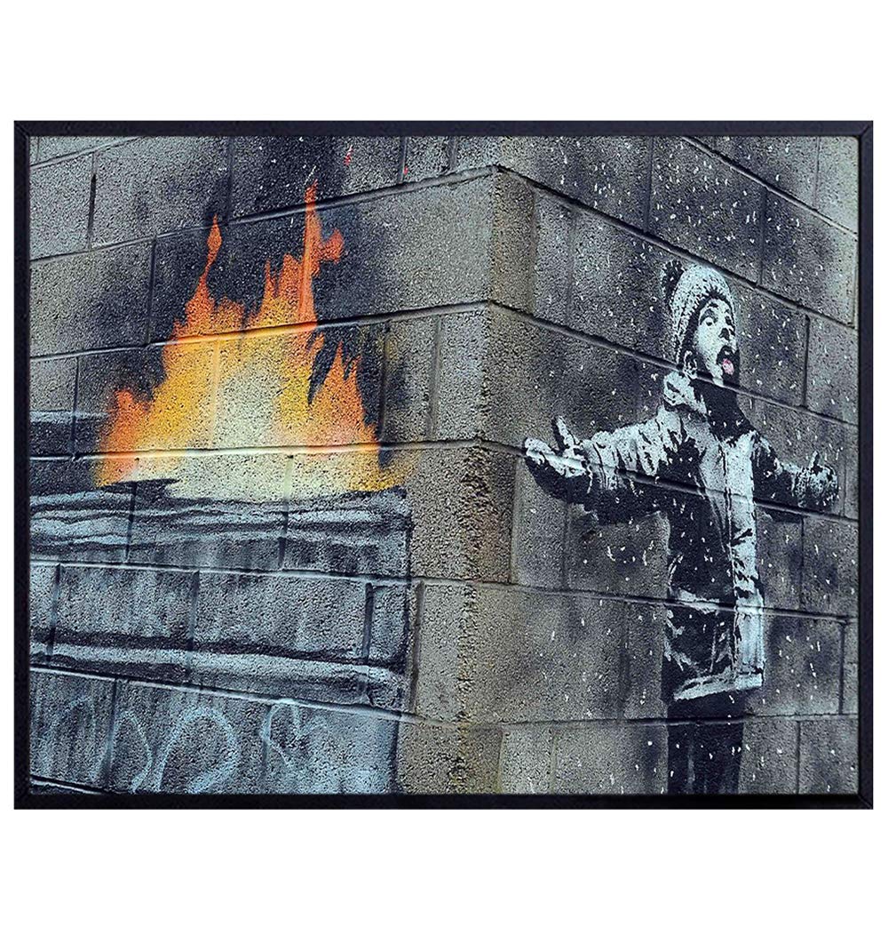 Banksy Street Art Mural - Original 8x10 Photo Print - Chic Cool Unique Gift for Urban Graffiti Fans - Home or Wall Decor, Office Decoration for Bedroom, Apartment, Living Room - Unframed Poster