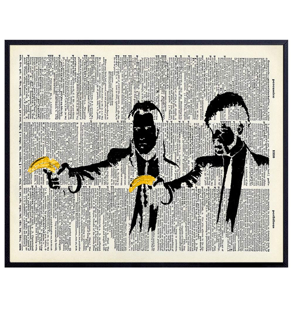 Banksy Graffiti, Pulp Fiction Banana Gun Poster - 8x10 Street Mural, Dictionary Art, Urban Wall Decor - Cool Affordable Gift - Unframed Picture Photo Poster
