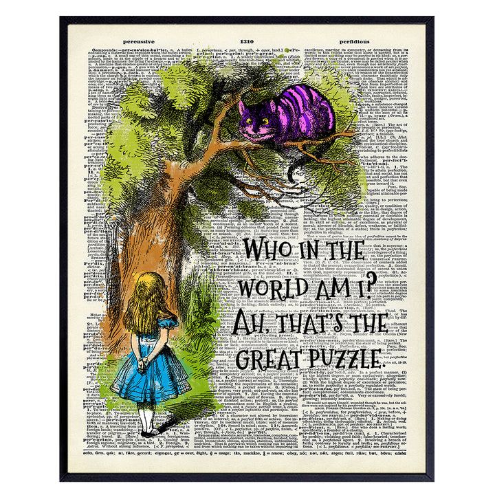 Alice in Wonderland Quotes Wall Art - Retro Vintage Poster Print for Nursery, Baby, Kids Room - Inspirational Gift - positive affirmation, Motivational Sayings - Decorations for Girl, Boy