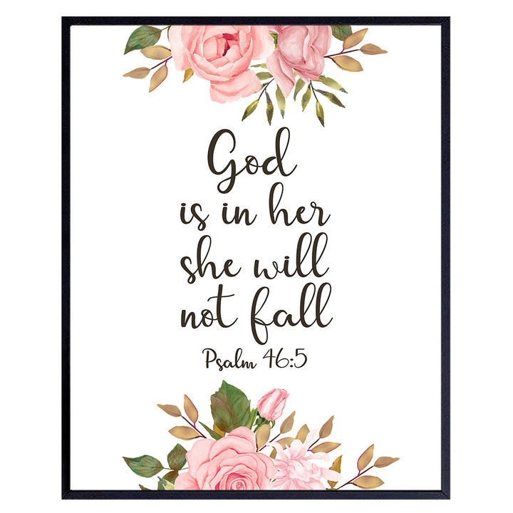 Christian Scripture Wall Art - Inspirational Bible Verse Wall Decor - Religious Christian Wall Art - positive Quotes Motivational poster - Gift for Women - Psalm 46 - Christian Home Decor