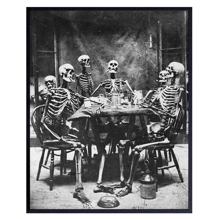 Vintage Skeleton Wall Art - Gothic Home Decor - Pagan Gifts - Creepy Scary Picture - Halloween Decoration - Occult Supplies - Skeleton Decor - Horror Skeleton Wall Decor - Funny Photo