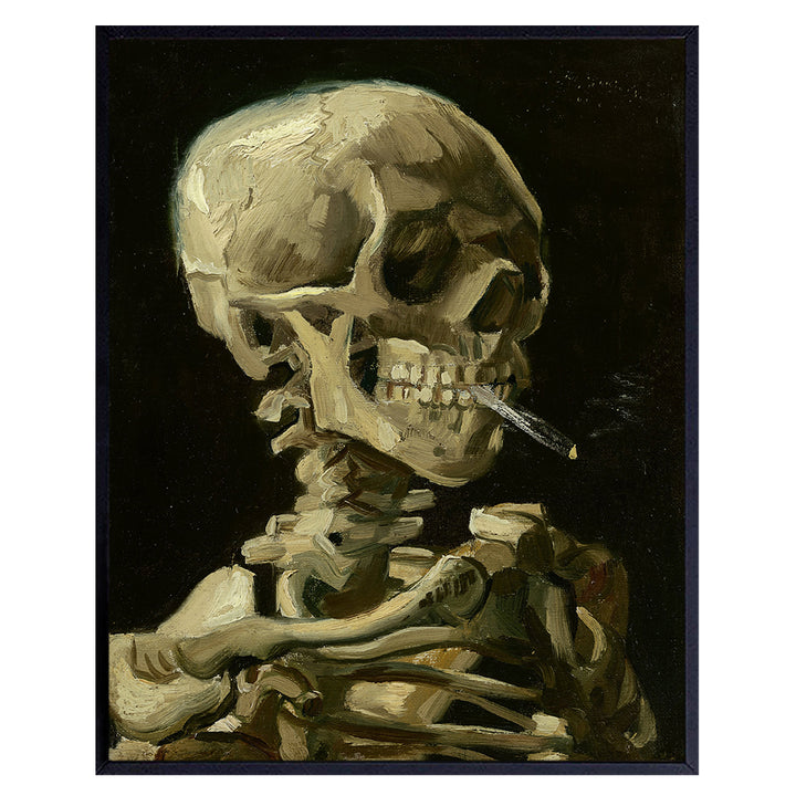 Gothic Vincent Van Gogh Art - DOPE Posters - Gothic Room Decor - Smoking Skeleton Art - Stoner Pothead Gifts - Creepy Goth Wall Art - Cannabis Decor - Ganja, Blunt - Skeleton Wall Art