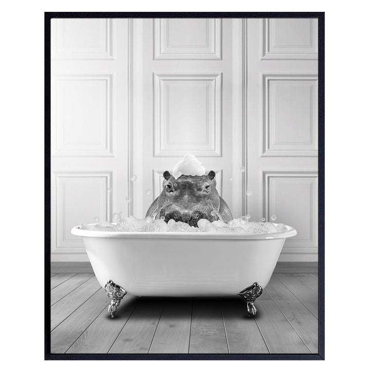 Jungle Theme Bathroom Accessories - Bathroom Decorations Pictures - Funny Bathroom Decor - Hippo Wall Art - Modern Bathroom Wall Art - Bath Wall Decor - Small Bathroom Restroom Sign Powder room