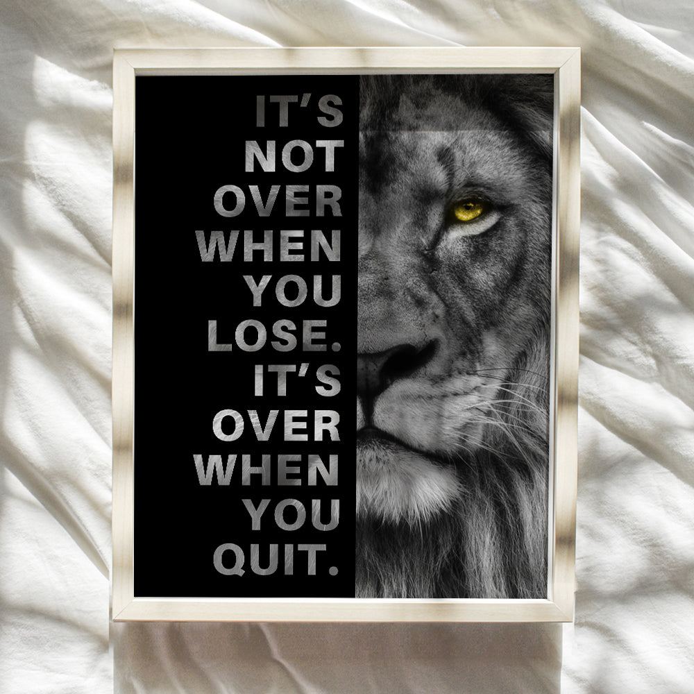 Office Wall Art For Men - Inspirational Wall Decor - Motivational quote - positive affirmation Wall Art - Gym Motivation Poster - Man cave Wall Decorations - Lion Wall Decor - LARGE Unframed